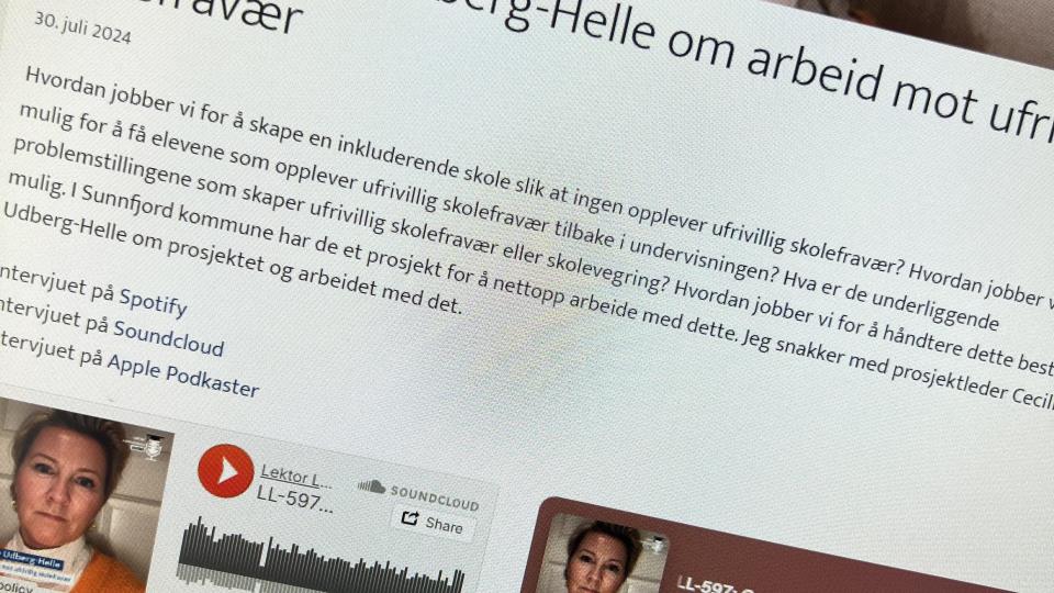 Lenkje til artikkel: Podkastepisode om skulefråværsprosjektet